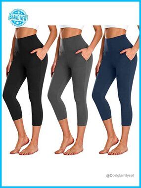 Capri Leggings High Waisted Tummy Control Workout Yoga Pants with Pockets